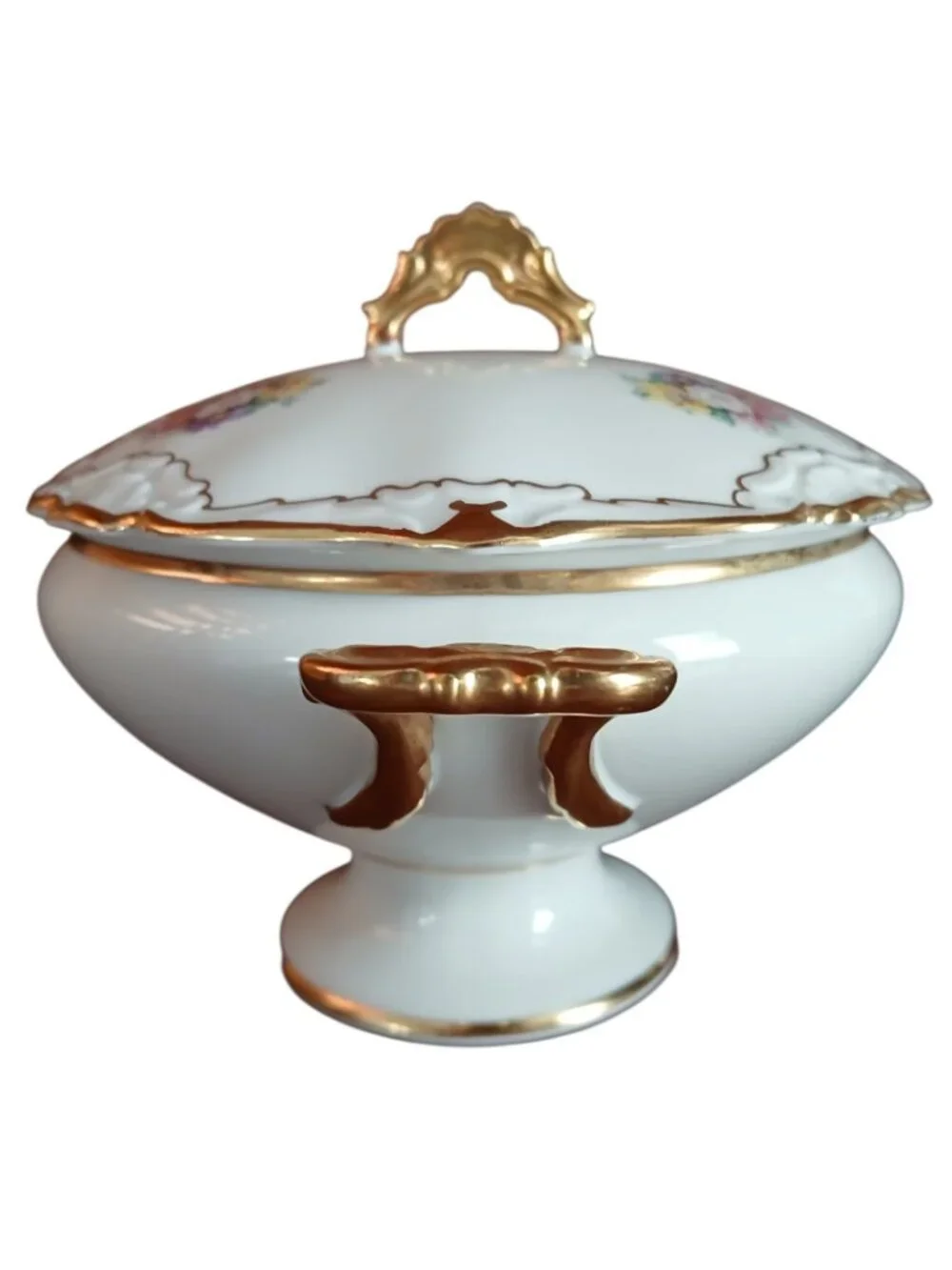 Alka Kunst Bavaria Petite Covered Tureen Floral Gilt Hand Painted Porcelain 8 in